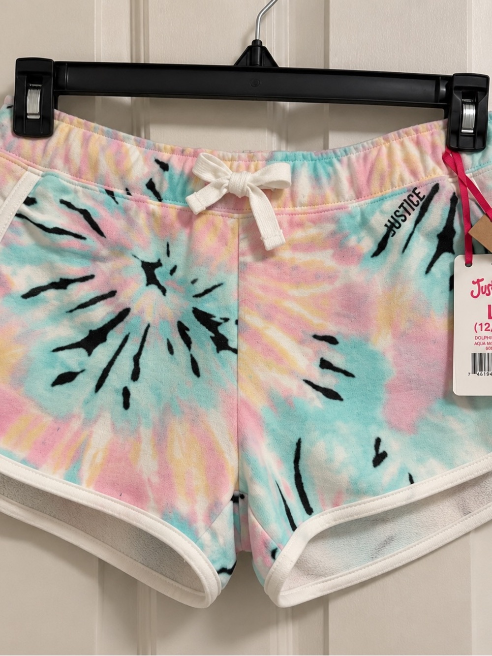 Justice Pastel Tie-Dye Athletic Shorts - Pink, Blue, Yellow, Black